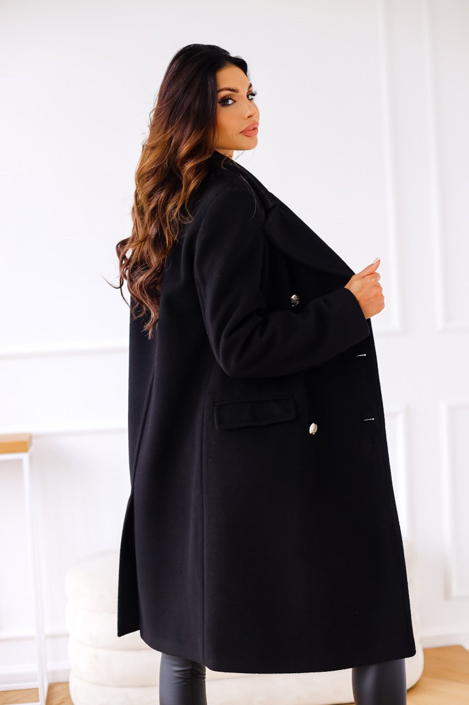 Freya | Women's Double-Breasted Coat | Gold Buttons · Eltrendio