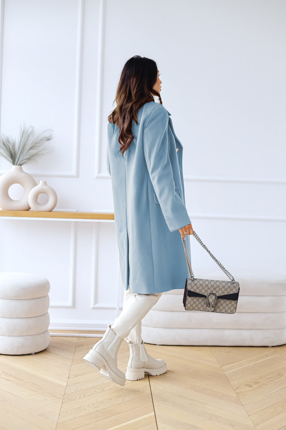 Freya | Women's Double-Breasted Coat | Gold Buttons · Eltrendio
