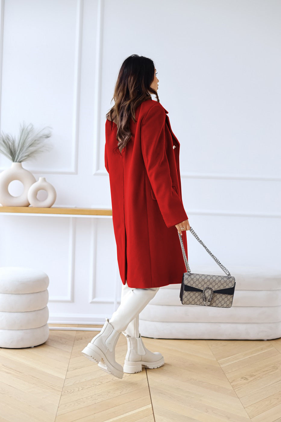 Freya | Women's Double-Breasted Coat | Gold Buttons · Eltrendio