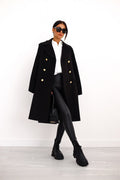 Freya | Women's Double-Breasted Coat | Gold Buttons · Eltrendio