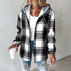 Freya | Women's Hooded Check Overshirt | Button-Up · Eltrendio
