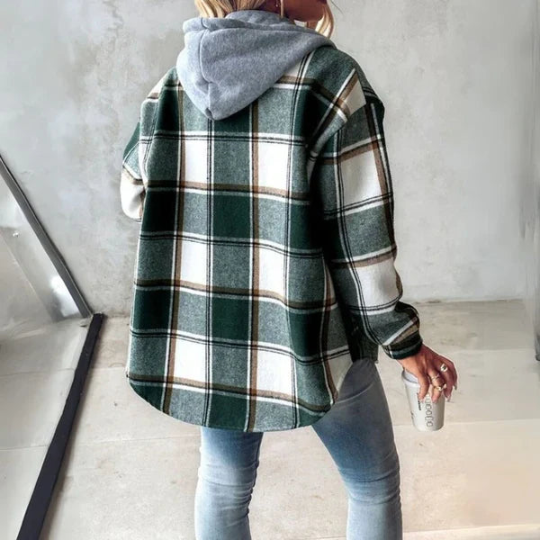 Freya | Women's Hooded Check Overshirt | Button-Up · Eltrendio