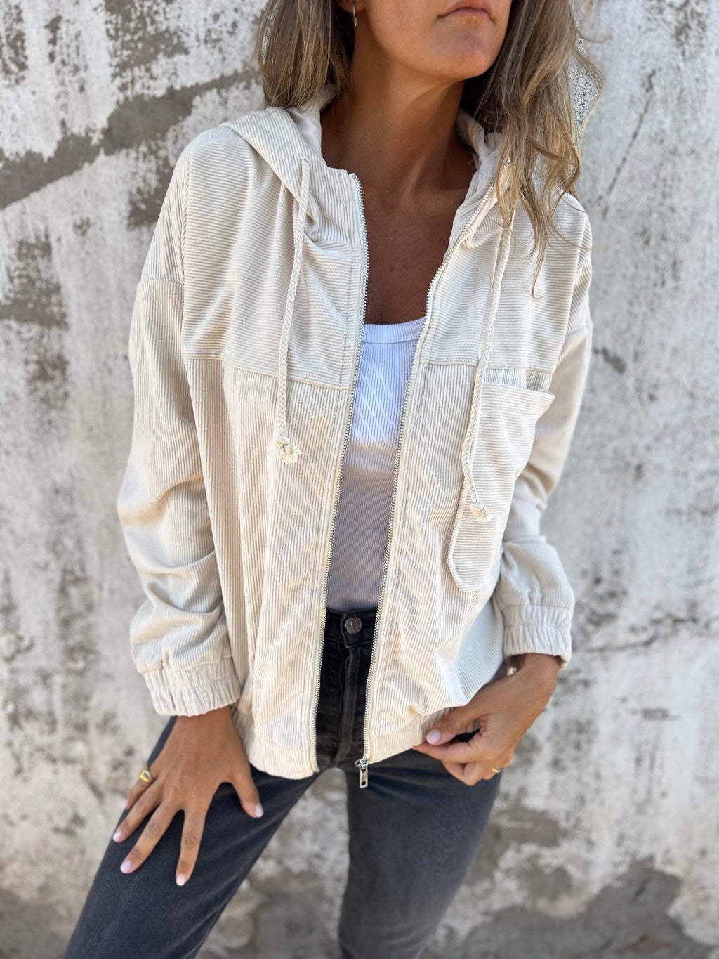 Freya | Women's Hooded Corduroy Jacket | Zip-Up · Eltrendio