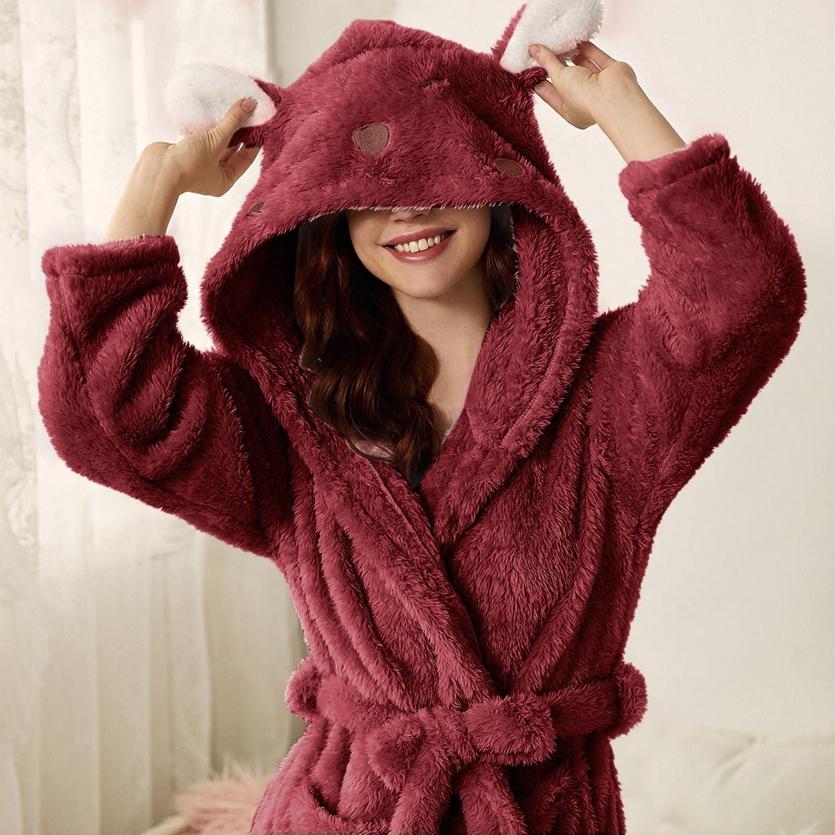 Freya | Women's Hooded Dressing Gown | Fleece · Eltrendio