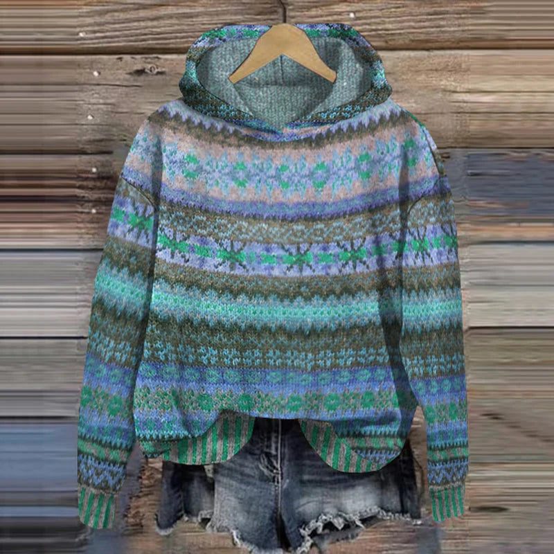 Freya | Women's Hooded Jumper | Fair Isle Knit · Eltrendio