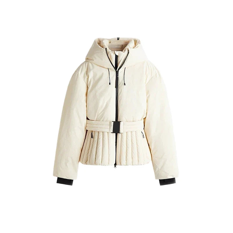 Freya | Women's Hooded Puffer Jacket | Belted Waist · Eltrendio