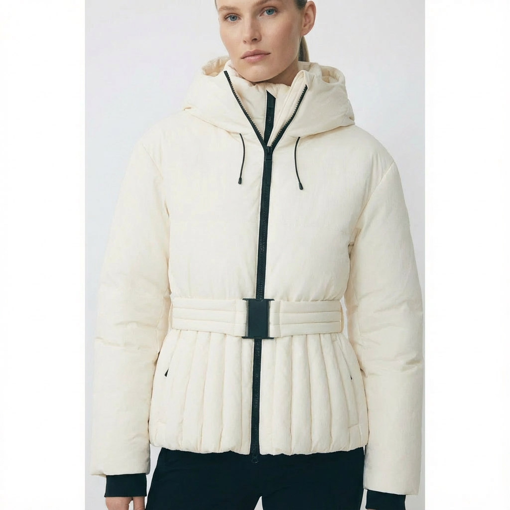 Freya | Women's Hooded Puffer Jacket | Belted Waist · Eltrendio
