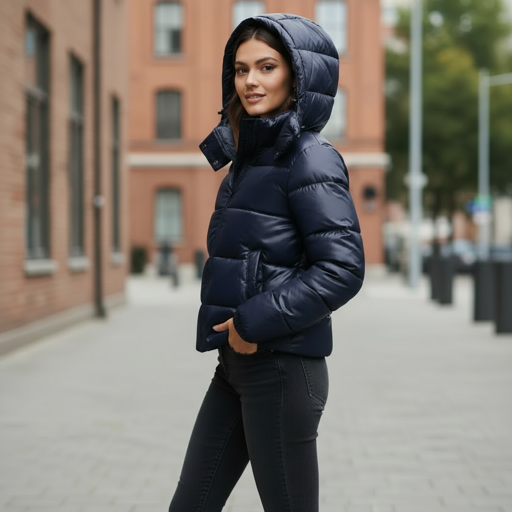 Freya | Women's Hooded Puffer Jacket | Detachable Hood · Eltrendio
