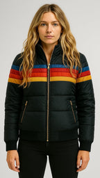 Freya | Women's Hooded Puffer Jacket | Striped · Eltrendio