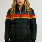 Freya | Women's Hooded Puffer Jacket | Striped · Eltrendio