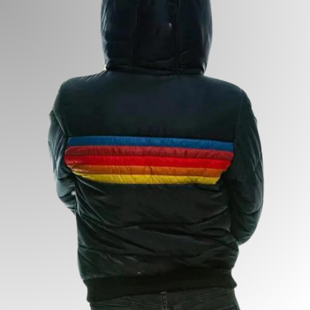 Freya | Women's Hooded Puffer Jacket | Striped · Eltrendio