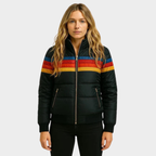 Freya | Women's Hooded Puffer Jacket | Striped Detail · Eltrendio