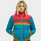 Freya | Women's Hooded Puffer Jacket | Striped Detail · Eltrendio