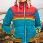 Freya | Women's Hooded Puffer Jacket | Striped Detail · Eltrendio