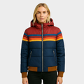 Freya | Women's Hooded Puffer Jacket | Striped Detail · Eltrendio