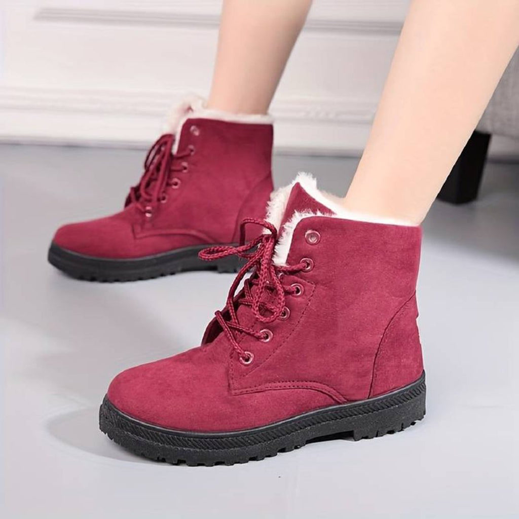 Freya | Women's Lace-Up Ankle Boots | Fur Trim · Eltrendio