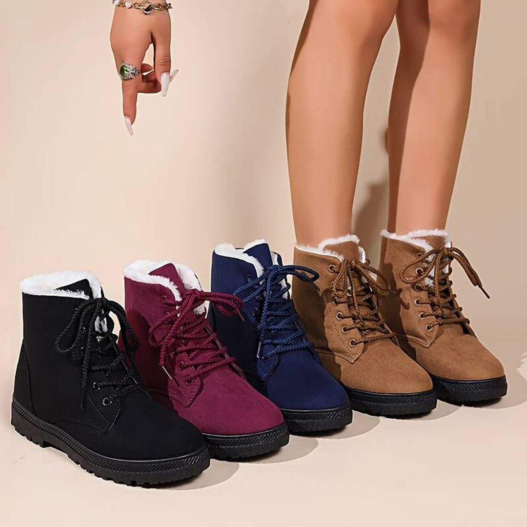 Freya | Women's Lace-Up Ankle Boots | Fur Trim · Eltrendio
