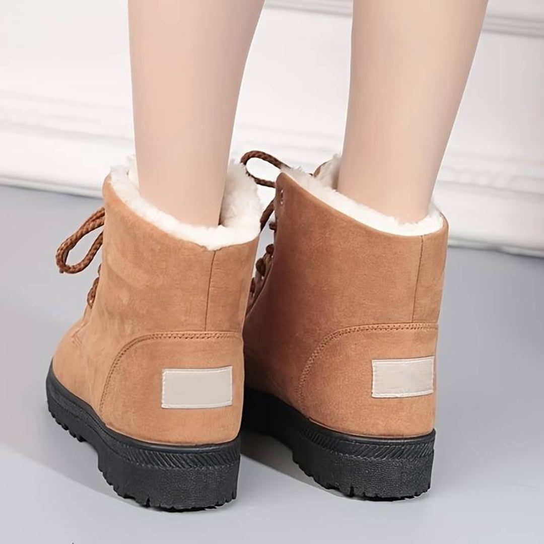 Freya | Women's Lace-Up Ankle Boots | Fur Trim · Eltrendio