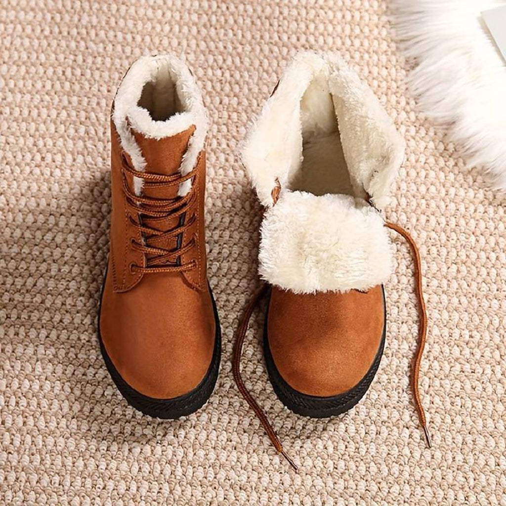 Freya | Women's Lace-Up Ankle Boots | Fur Trim · Eltrendio