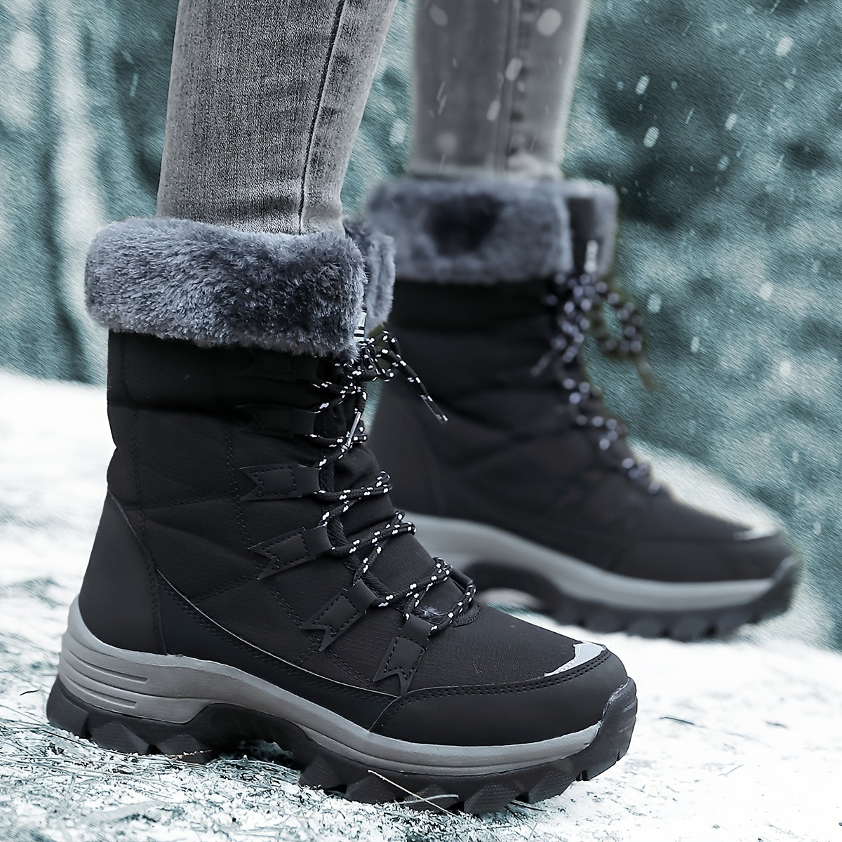 Freya | Women's Lace-Up Snow Boots | Fleece-Lined · Eltrendio