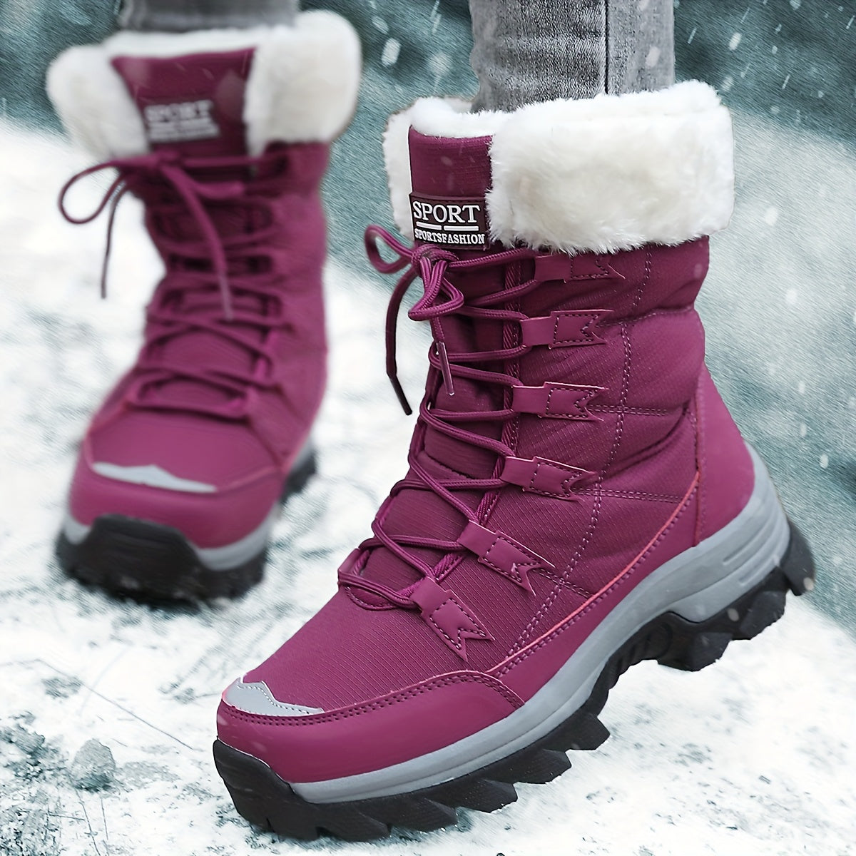 Freya | Women's Lace-Up Snow Boots | Fleece-Lined · Eltrendio