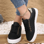 Freya | Women's Lace-Up Trainers | Quilted Panel · Eltrendio