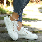 Freya | Women's Lace-Up Trainers | Quilted Panel · Eltrendio