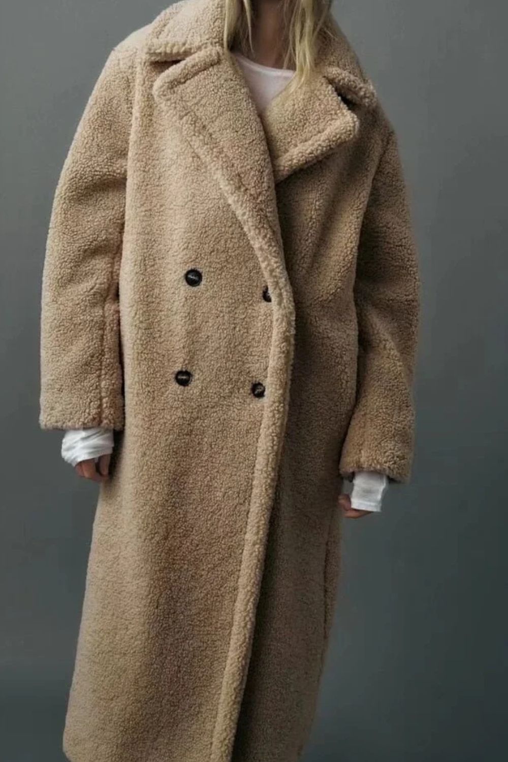 Freya | Women's Longline Teddy Coat | Double-Breasted · Eltrendio