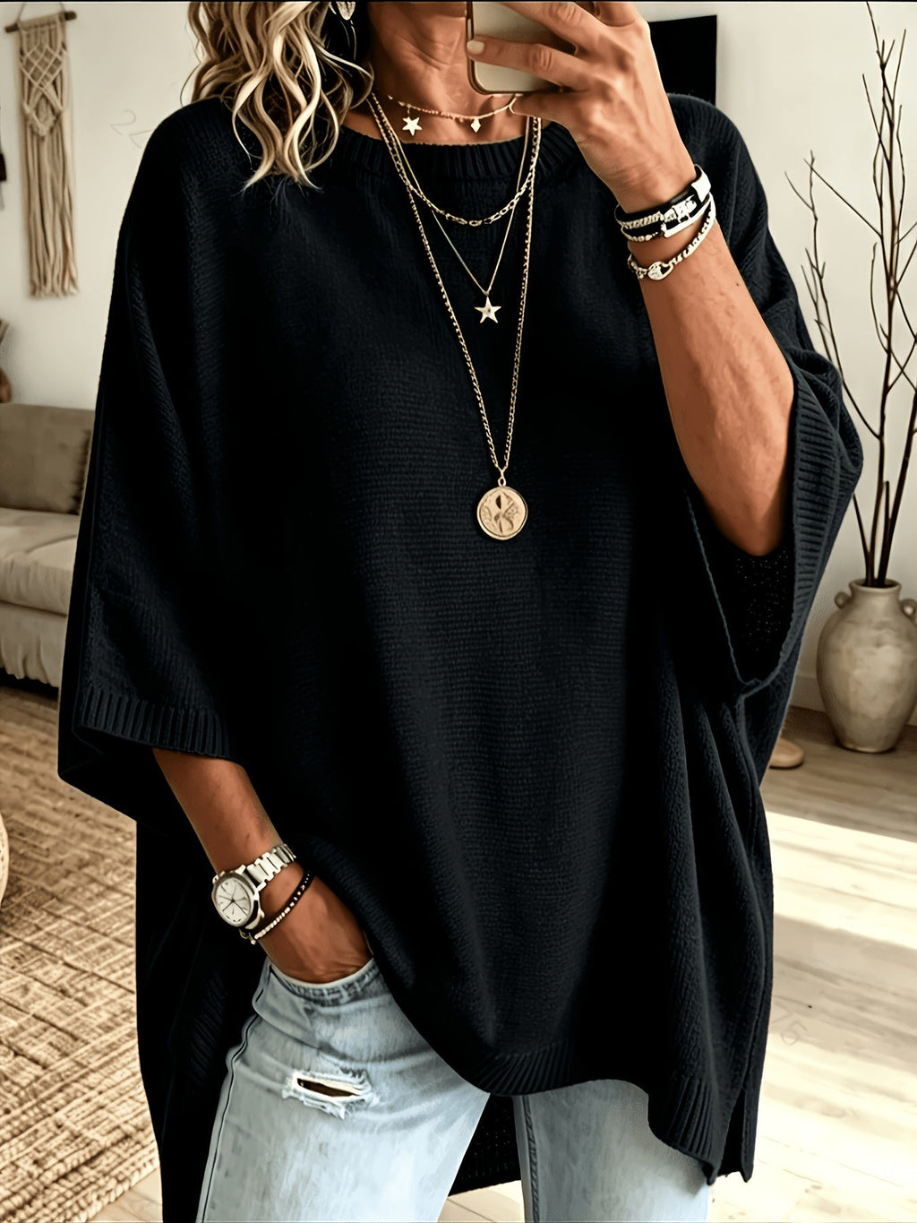 Freya | Women's Oversized Jumper | Batwing Knit · Eltrendio