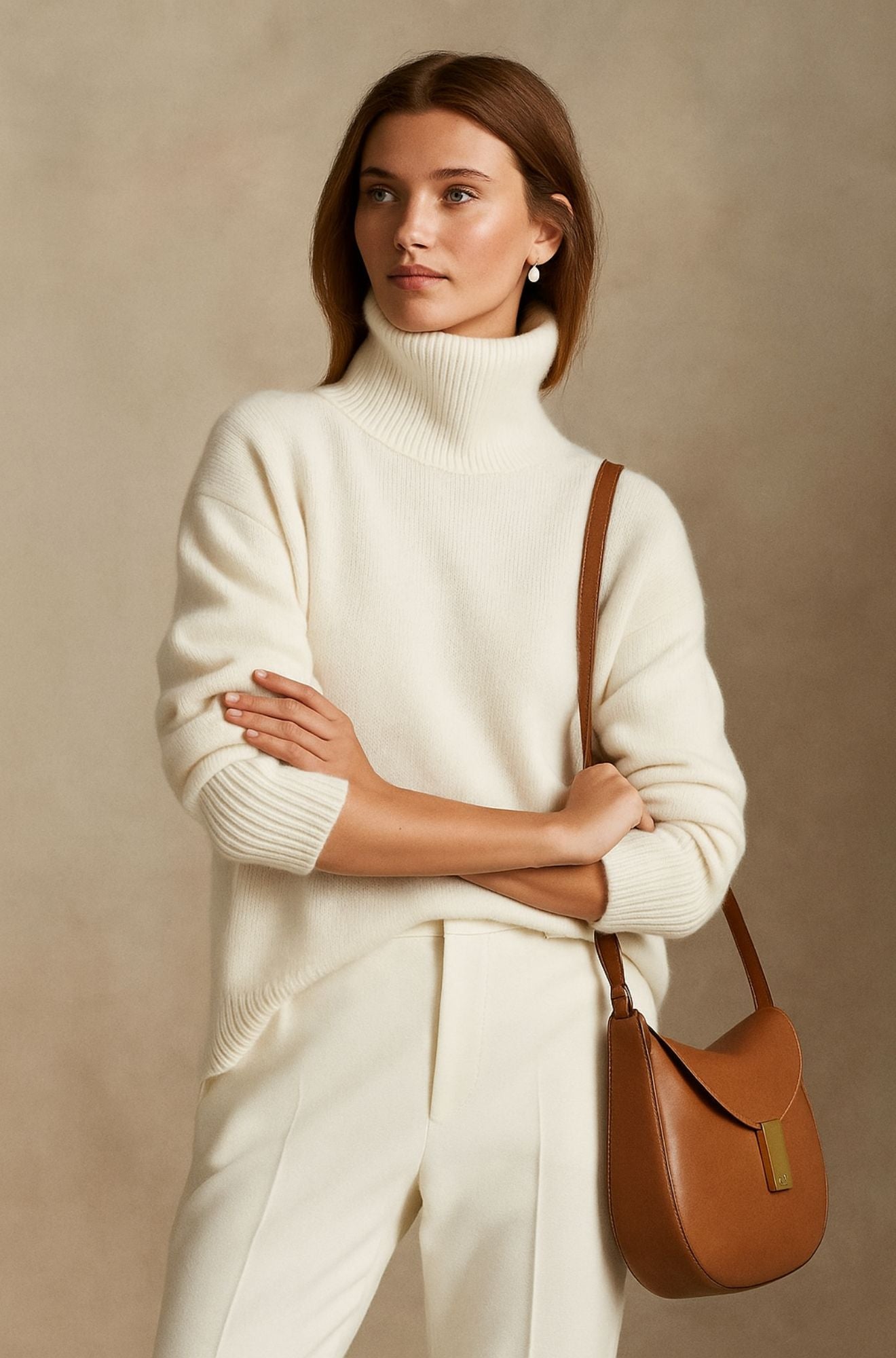 Freya | Women's Oversized Roll-Neck Jumper | Ribbed Trim · Eltrendio