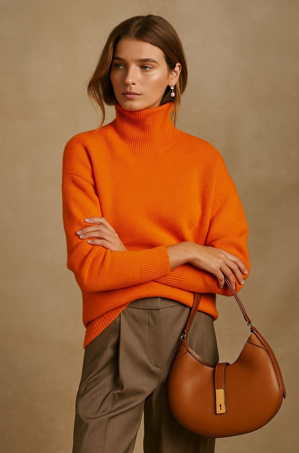 Freya | Women's Oversized Roll-Neck Jumper | Ribbed Trim · Eltrendio