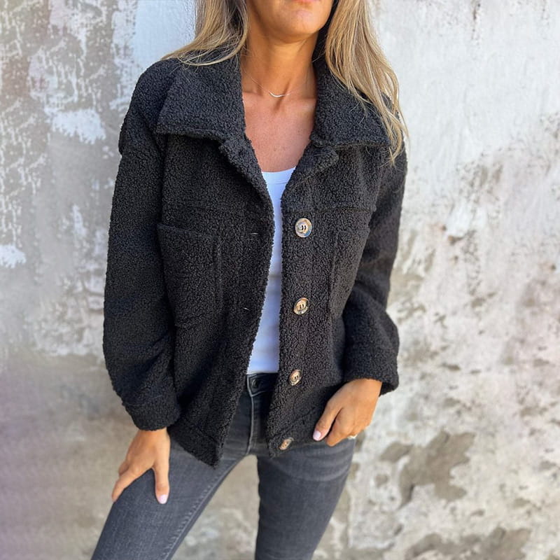 Freya | Women's Oversized Teddy Jacket | Button-Up · Eltrendio