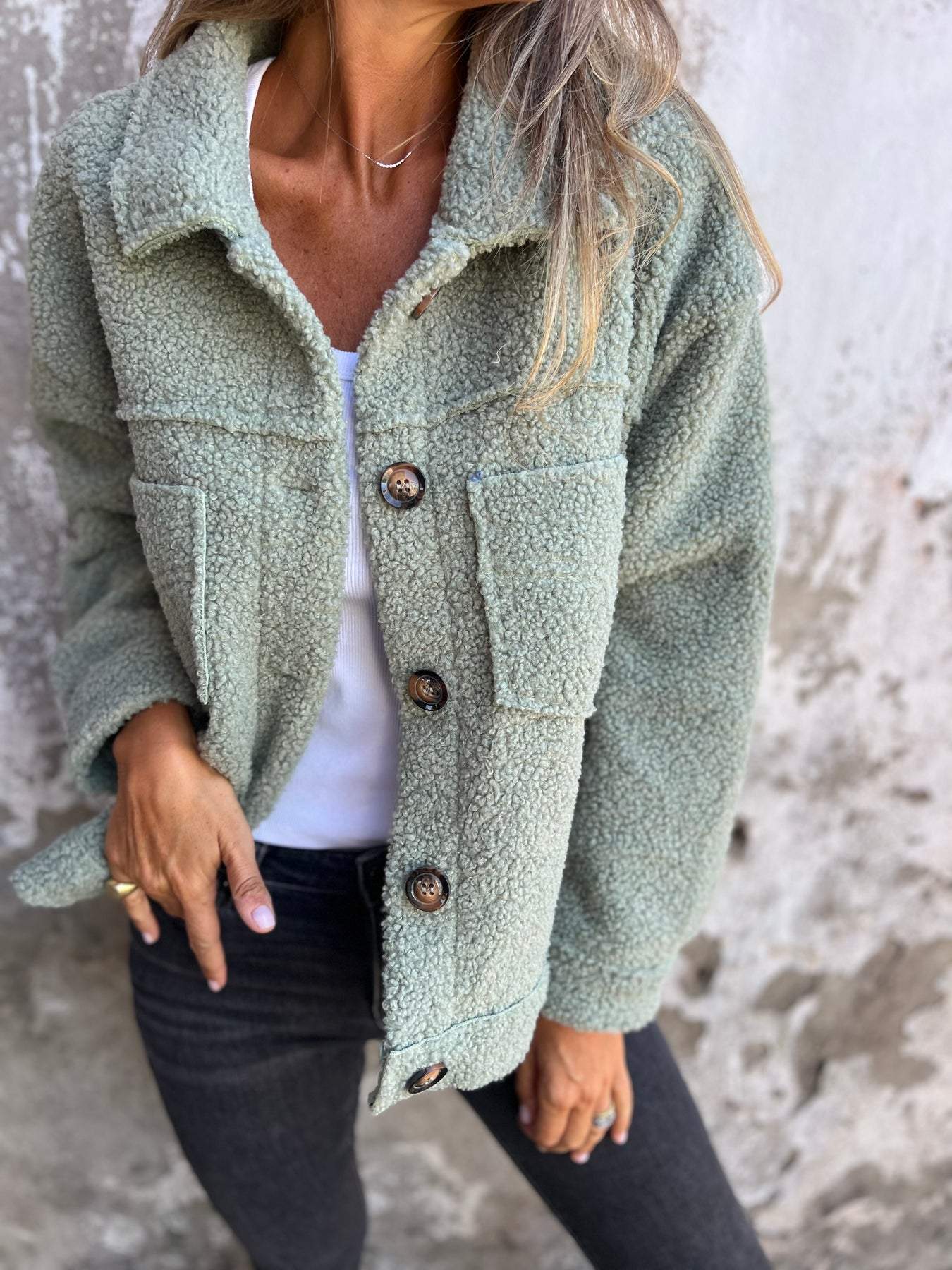 Freya | Women's Oversized Teddy Jacket | Button-Up · Eltrendio