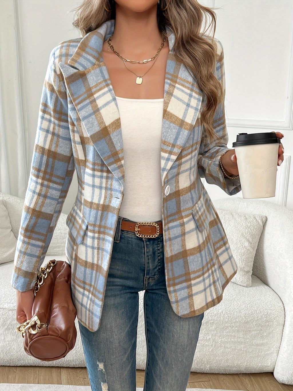 Freya | Women's Plaid Blazer | Single-Button · Eltrendio