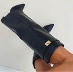 Freya | Women's Pointed-Toe Knee Boots | Buckle Detail · Eltrendio