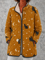 Freya | Women's Quilted Jacket | Cat Print