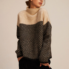 Freya | Women's Roll-Neck Jumper | Herringbone Knit · Eltrendio