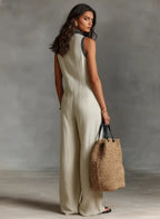 Freya | Women's Sleeveless Jumpsuit | Embroidered Neckline · Eltrendio