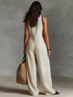 Freya | Women's Sleeveless Jumpsuit | Embroidered Neckline · Eltrendio