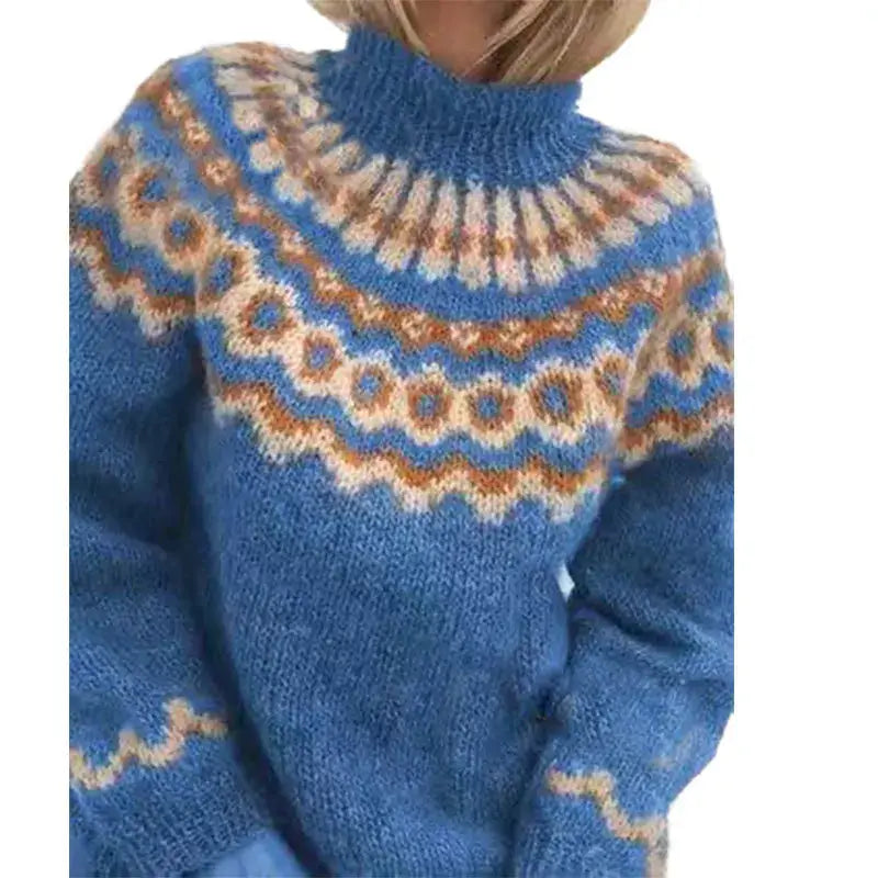Freya | Women's Turtleneck Jumper | Fair Isle · Eltrendio