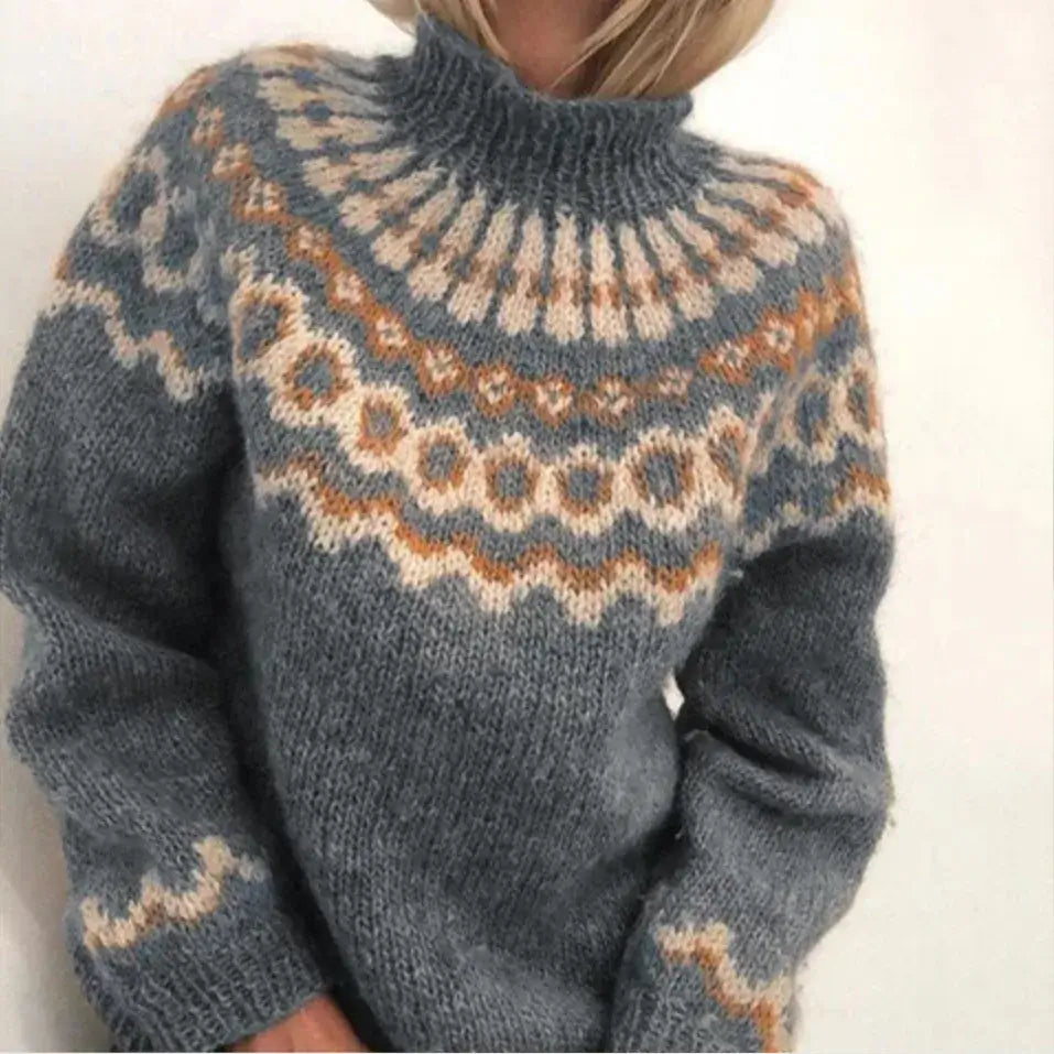 Freya | Women's Turtleneck Jumper | Fair Isle · Eltrendio