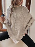 Freya | Women's Turtleneck Poncho Jumper | Cable Knit · Eltrendio