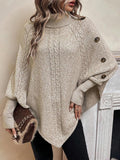 Freya | Women's Turtleneck Poncho Jumper | Cable Knit · Eltrendio