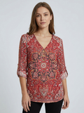 Freya | Women's V-Neck Blouse | Bohemian Print-Eltrendio