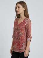 Freya | Women's V-Neck Blouse | Bohemian Print-Eltrendio