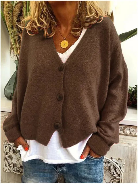 Freya | Women's V-Neck Cardigan | Button-Front · Eltrendio