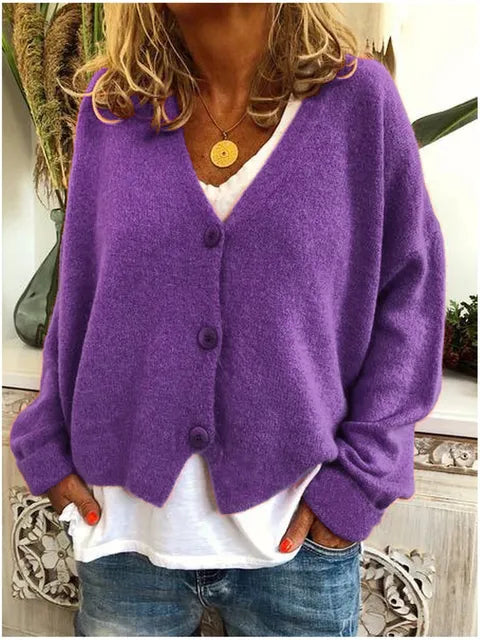 Freya | Women's V-Neck Cardigan | Button-Front · Eltrendio