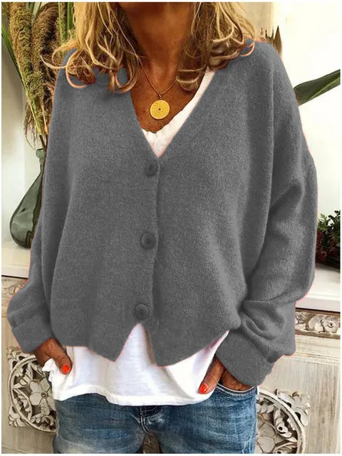 Freya | Women's V-Neck Cardigan | Button-Front · Eltrendio