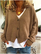 Freya | Women's V-Neck Cardigan | Button-Front · Eltrendio
