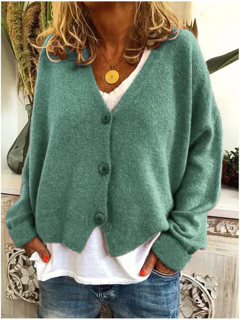 Freya | Women's V-Neck Cardigan | Button-Front · Eltrendio